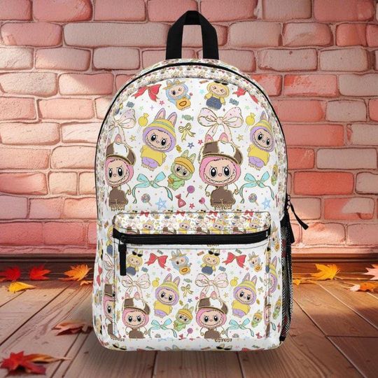 Labubu Themed Backpack, Sparkly and Girly for School,Cute Monster School Bag