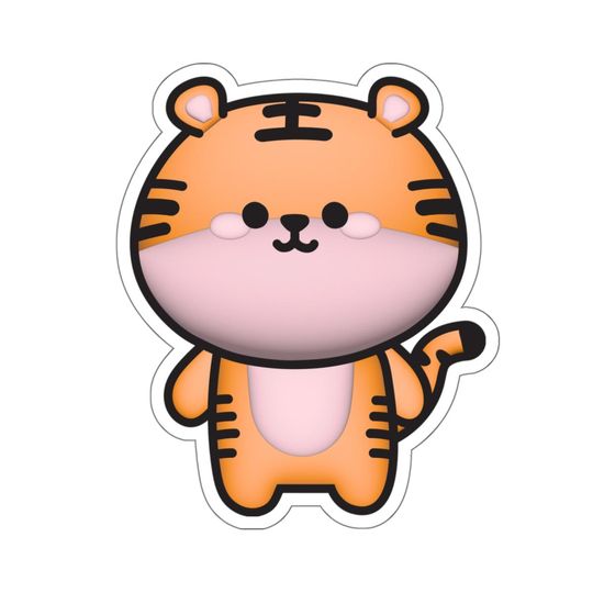 Cute Tiger Kiss-Cut Stickers - Fun Animal Decals for Laptops, Water Bottles