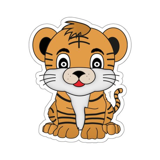 Cute Tiger Kiss-Cut Stickers, Adorable Animal Stickers, Wildlife Decals