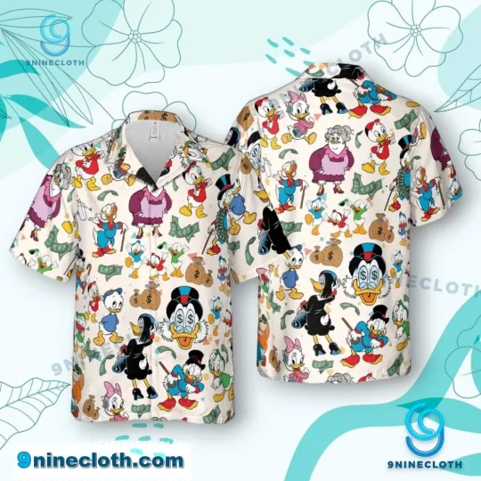 Donald Huey, Dewey, And Louie Ducktales Hawaiian Button Down Shirt