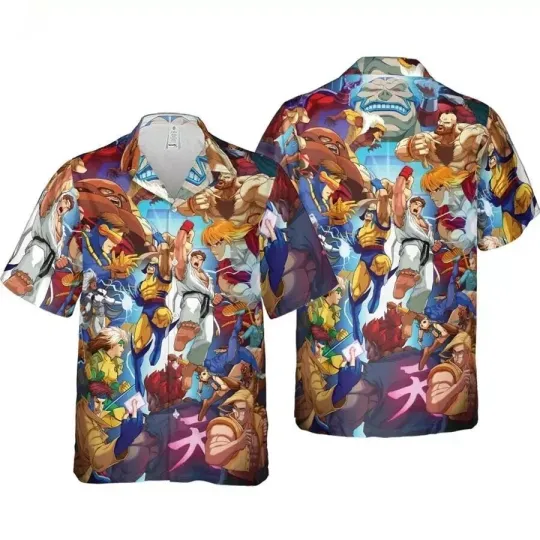Street Fighter Hawaiian Button Down Shirt