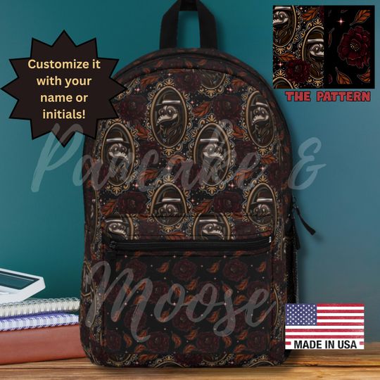 Gothic Plague Doctor Backpack - Dark Floral Vintage Aesthetic Bag