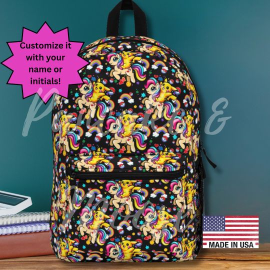 Rainbow Unicorn & Electric Pal Backpack  Bold Kawaii Style for School or Travel