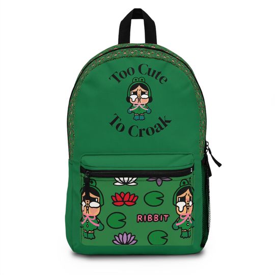 What A Frog-Inspired Backpack - Too Cute To Croak, Kawaii School Bag, Green Children's Backpack, Animal Print Rucksack, Fun Travel Pack