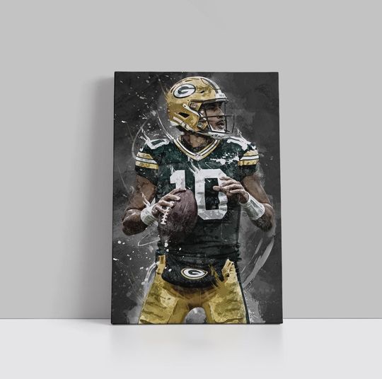 Jordan Love Poster Green Bay Packers Wall Art Print Sports Football Home Decor Gift Football Artwork BB10 Birthday Gift