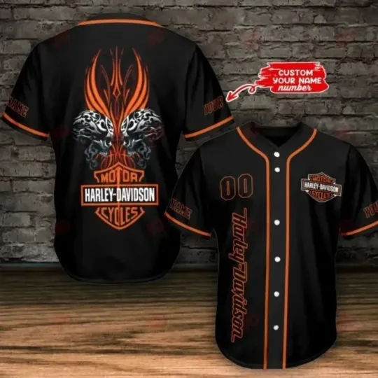 Personalized Harley Motor Racing Davidson Motorcycle Graphic Baseball Jersey