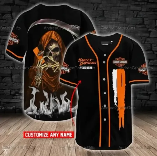 Personalized Harley Motor Racing Davidson Motorcycle Graphic Baseball Jersey