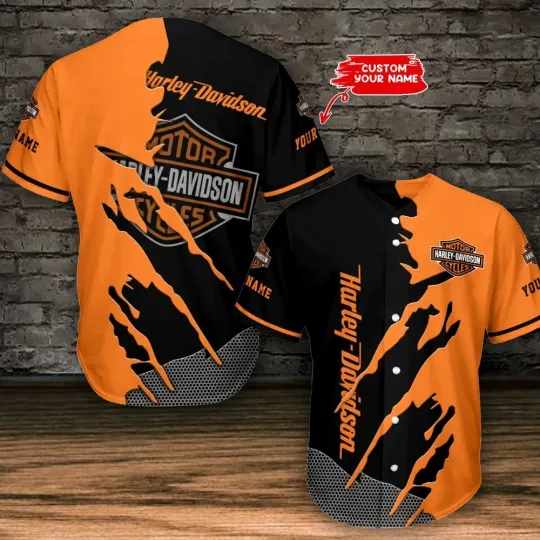 Personalized Harley Motor Racing Davidson Motorcycle Graphic Baseball Jersey