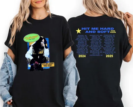 Hit Me Hard And Soft Billie Eilish Concert Music 2025 Double Sided T-Shirt