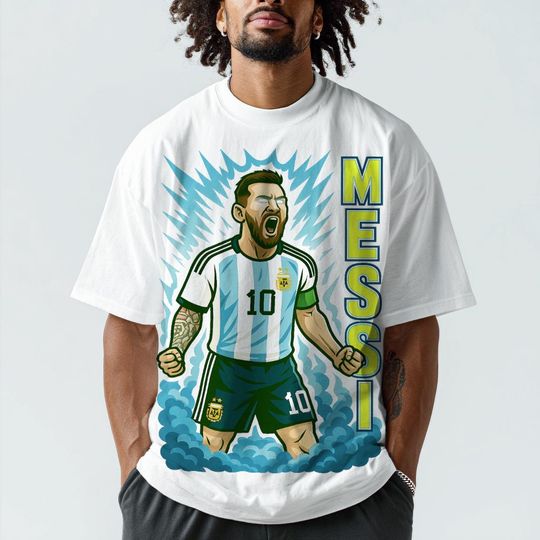 Lionel Messi Mode Activated Oversized Anime Style Argentina Streetwear T-shirt