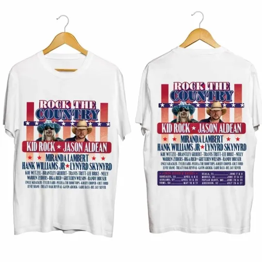 Rare Rock The Country Jason Aldean White Twoside All Size Tee Shirt