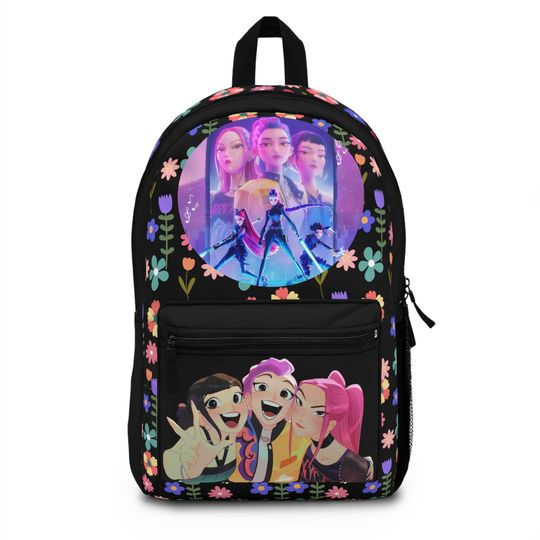 Huntrix - Kpop Demon Hunters Flower Bloom Floral Backpack, Cute School Bag, Flower Print, Travel Pack