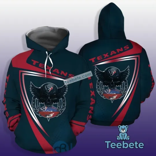 Houss Team Texanss Skull 3D Hoodies, Funny Football 3D Hoodie Men and Women