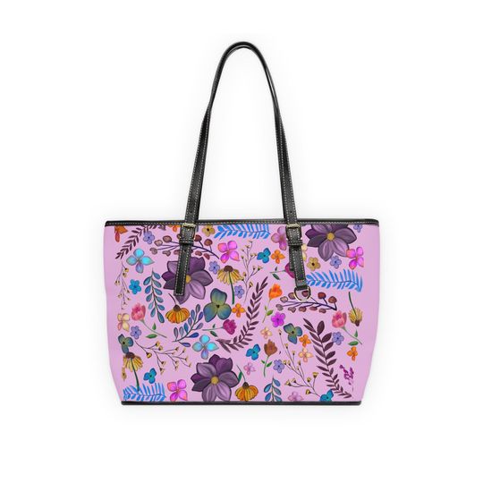 Floral PU Leather Shoulder Bag, Trendy Tote for Floral Lovers