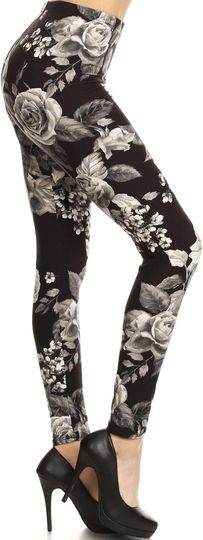 High Waisted Floral & Space Print Leggings for Women — Plus Size Activewear