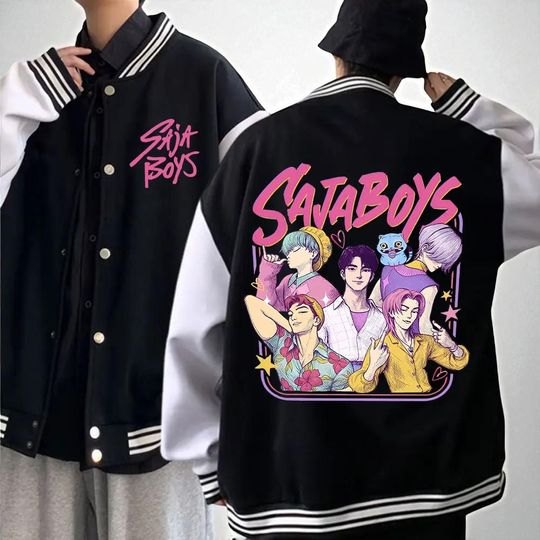 KPop Demon Hunters Saja Boys Baseball Uniform Jacket Harajuku Y2k Fashion Baseball Jackets