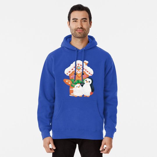 Winter Wonderland Hoodie – Cute Gingerbread House and Penguins Pullover
