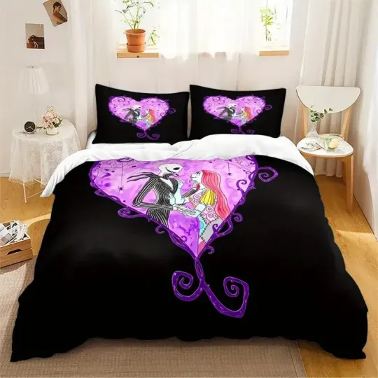 Jack & Sally Heart Love Halloween Bedding Set