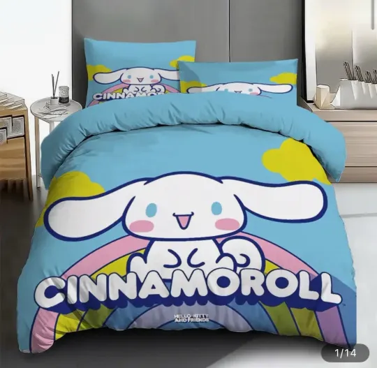 Cinnamoroll Blue Bedding Set Twin Duvet Cover Pillowcases Sanrio