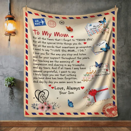 Personalized To My Mom Fleece Blanket, Christmas Gift, Mom Gift