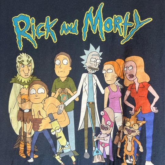 Rick & Rickandmorty medium navy blue graphic vintage preowned tshirt