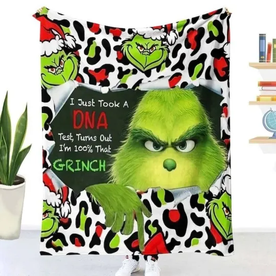 Personalized funny character Christmas Fleece Blanket, Christmas Blanket Gift