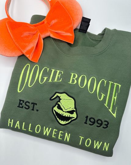 Oogie Boogie Embroidered Shirt, Disney Halloween Embroidered Crewneck