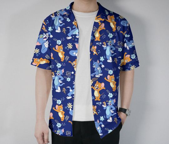 Tom And Jerry Hawaiian Shirt Summer Aloha Hawaii Set Family Hawaii Set Summer Beach Short Tropical Tom Shirt Gifts