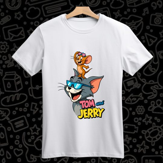 Tom and Jerry Cartoon T-shirt — Funny Parody Graphic Tee, Retro Duo, Vintage Style