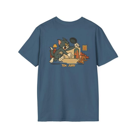 Tom and Jerry Frying Pan T-shirt — Retro Vintage Design, Funny Cat and Mouse Graphic