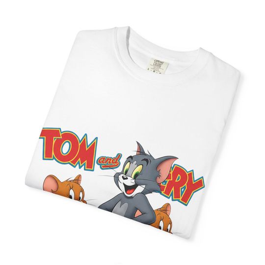 Tom and Jerry Unisex Garment-Dyed T-shirt — Cartoon Graphic Tee, Casual Summer Wear