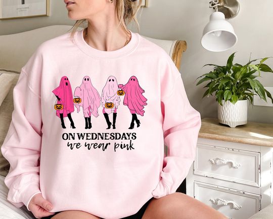 On Wednesday We Wear Pink Ghost Sweatshirt, Mean Girls Halloween