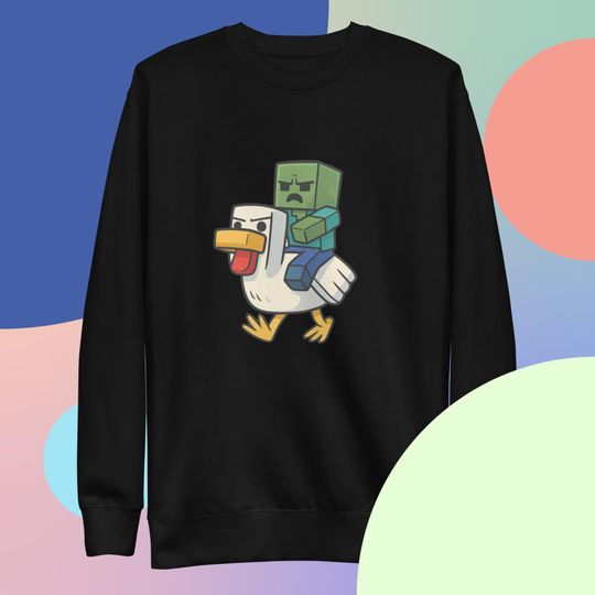 chicken jockey Premium Sweatshirt, minecraft meme sweatshirt