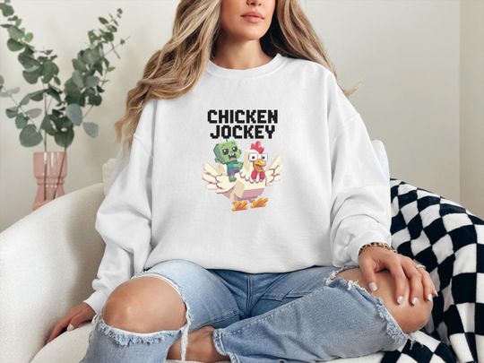 Chicken Jockey Sweatshirt, Gamer Gifts, Gaming , Minecraft Movie Sweatshirt