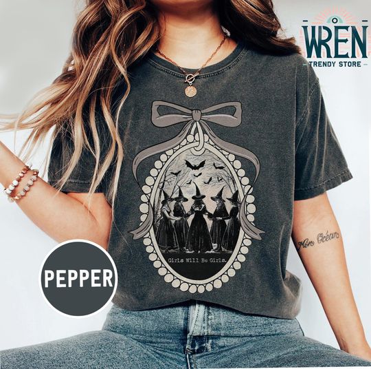 Vintage Witch Coquette Halloween Shirt, Halloween Girl Tee, Girls Will Be Girls