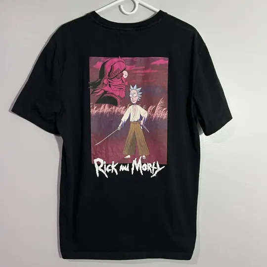 Bershka Rick And Rickandmorty Samurai Black Red Short Sleeve T-Shirt , Gift for Fan