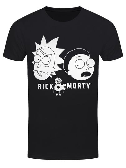 Rick And Rickandmorty Faces Men's Black T-Shirt, Gift for Fan