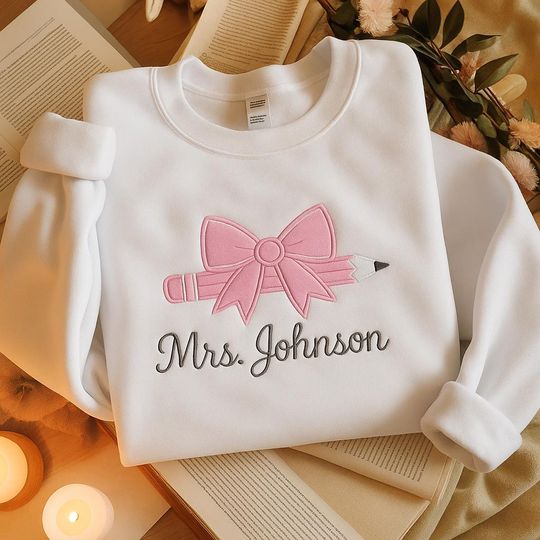 Custom Name Embroidered Teacher Shirt, Personalized Embroidered Back to School tshirt, New Teacher Graduation Gift, First Day of School