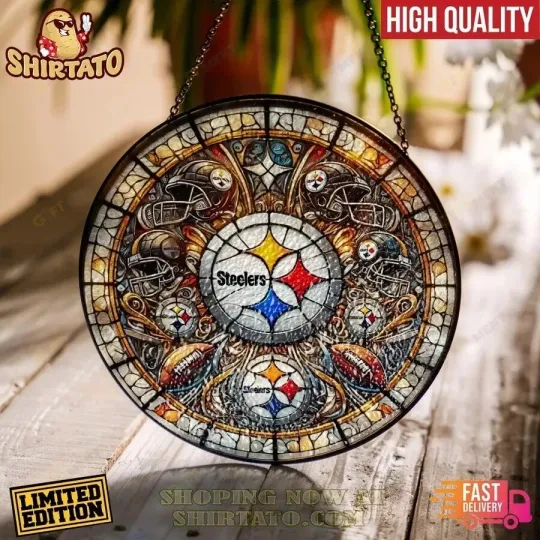 Pittsburgh Football Team Steelerss Suncatcher Stained Glass Window Hanging Gifts