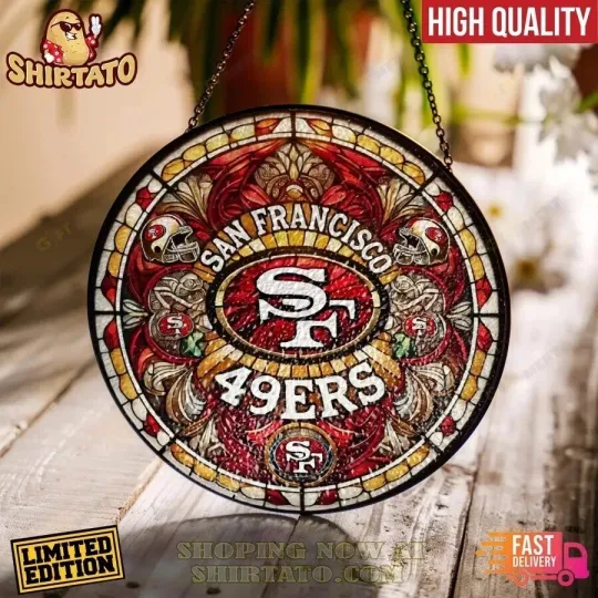 San Francisco Football Team SF 49erss Suncatcher Stained Glass Window Hanging