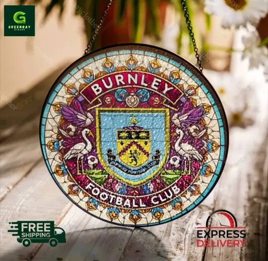 Burnley Football Team Stained Glass Suncatcher Window Hanging Decor