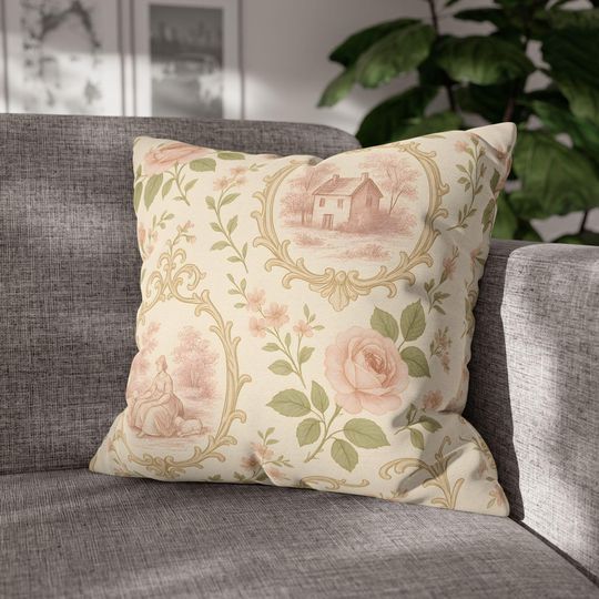 Square Pillowcase, Chateaucore Cottagecore French Vintage Floral Rustic Home Decor Gift