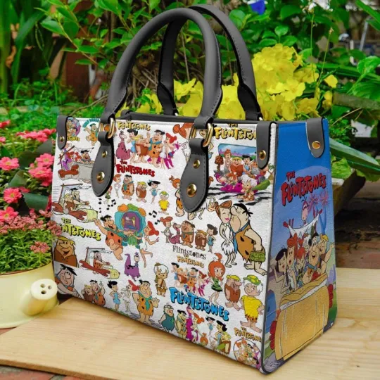 Discover Personalized The Flintstones Leather Handbag, The Flintstones Lovers Leather Bag