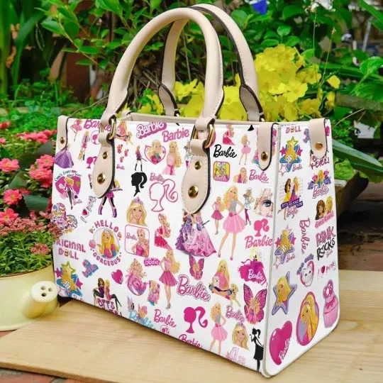 Personalized Barbie Leather Handbag, Barbie Doll Women's Leather Bag Lovers Gift