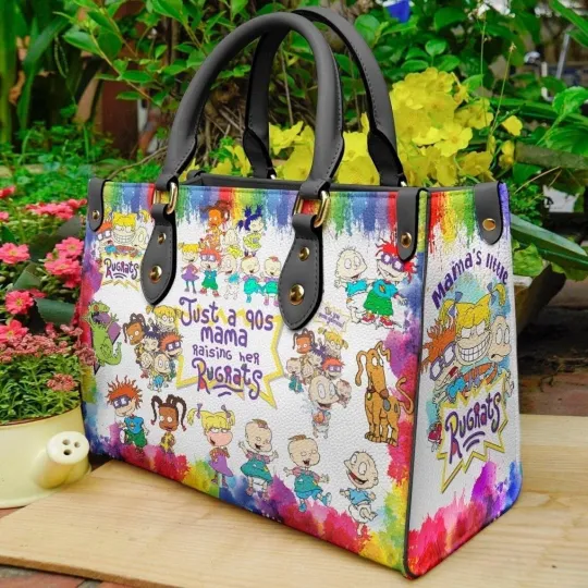 Personalized Rugrats Leather Handbag, Rugrats Women's Leather Bag Lovers Gift