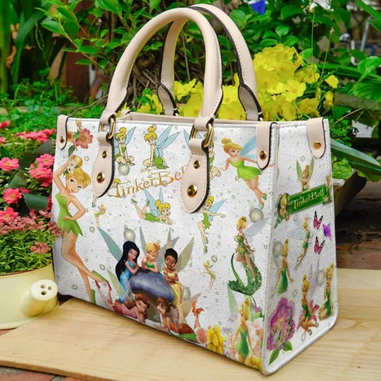 Personalized Tinker Bell Fairy Leather Handbag, Tinker Bell Women's Leather Bag
