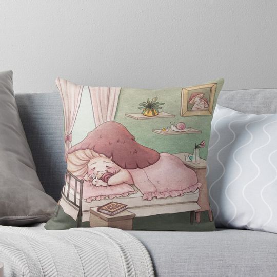 Nap time - Tired Mushroom and Snail Pillow