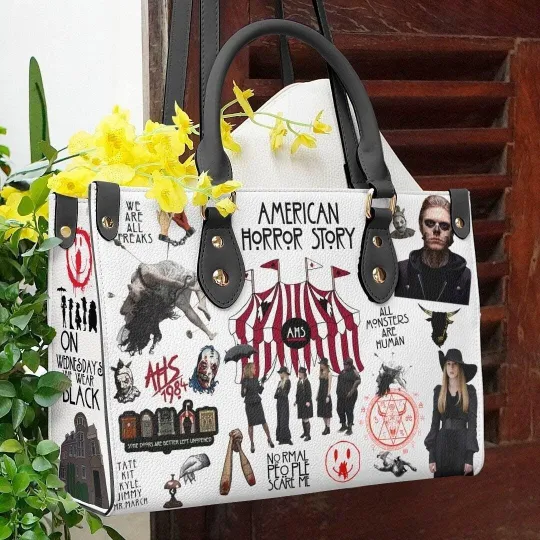 Personalized American Horror Story Leather Handbag, Halloween Movie Leather Bag