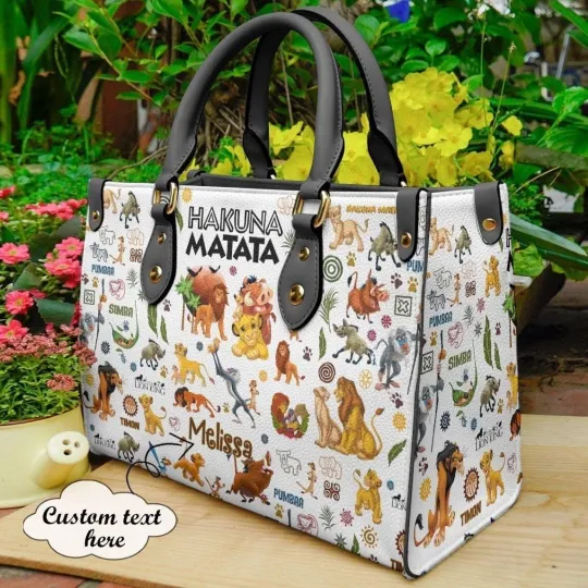 Personalized The Lion King Leather Handbag, Hakuna Matata Women's Leather Bag