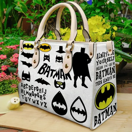 Personalized Batman Superhero Leather Handbag, Batman Lovers Leather Bag Gift